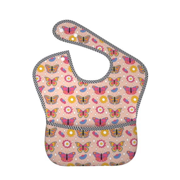 Susaid colorful Butterfly Daisy Print Bibs for Babies Toddlers Adjustable Waterproof Free Soft Durable Bibs for eating with Large Pocket Food Catcher
