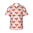 thumbnail image 1 of Susaid cute fox pink Print Short Sleeve Shirts Button Down Casual Shirts Summer Beach Aloha Button Down Short Sleeve for Men ,3X-Large, 1 of 5