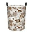 thumbnail image 1 of Susaid leaf Moose fox owls tree Print Waterproof Oxford Cloth Storage Circular Laundry Hamper BasketCapacity for Home-Medium, 1 of 6