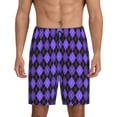 thumbnail image 1 of Susaid purple argyle Print Mens Shorts, Breathable Lounge Sleepwear Set with Elastic Waistband and Pockets-4X-Large, 1 of 6