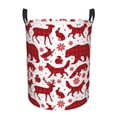thumbnail image 1 of Susaid red plaid Moose Bunny bear Print Waterproof Oxford Cloth Storage Circular Laundry Hamper BasketCapacity for Home-Small, 1 of 6