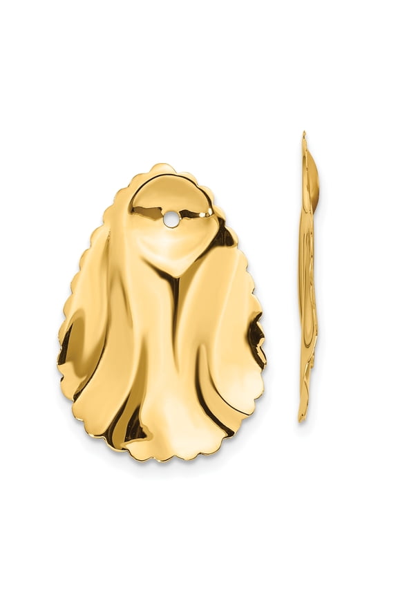 14k Polished Hammered Oval Earring Jackets