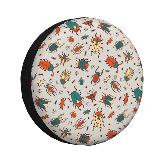 Susaid summer insects Print Tire Covers,Waterproof Anti-UV Snow Sun Rain Tire Covers for RV,Truck, SUV, Trailer, Camper-17 inch