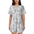 thumbnail image 1 of Susaid white Moose winter tree Print Women's Pajama Set, Button-Up Sleepwear with Elastic Waist Shorts, Perfect for Lounging, Yoga, Beach, and Casual Wear-Medium, 1 of 7