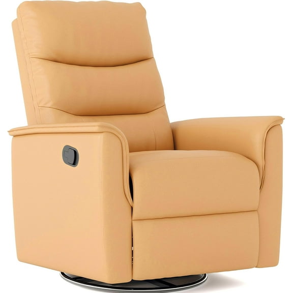 Sailvan Recliner Chair for Adults, Rocker Reclining Chair for Nursery, Leather Swivel Sofa with Adjustable Backrest and Footrest, for Small Spaces, Living Room, RV（Orange）