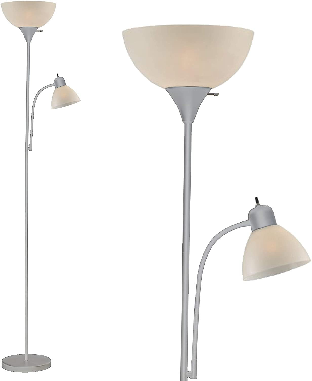 Susan Adjustable Metal Floor Lamp with Reading Light Silver - Walmart.com