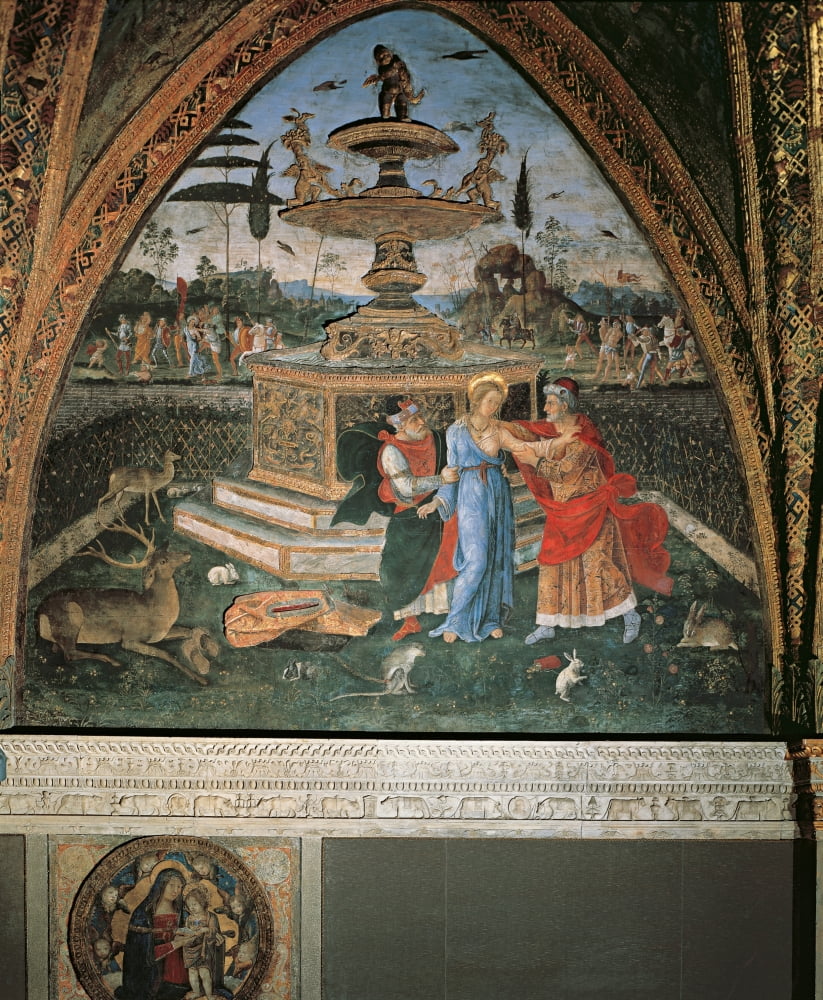 Susan At The Fountain Or Susan And The Old Men Canvas Art - (24 x 36)
