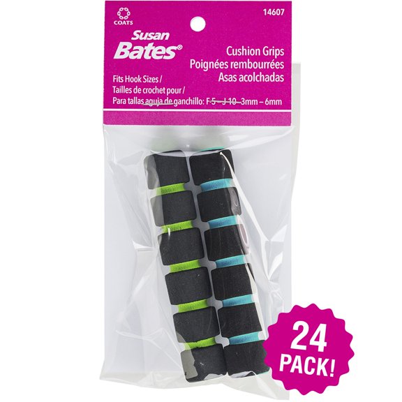 Susan Bates Crochet Hook Cushion Grips 3.75" 2 Count, Multipack of 24