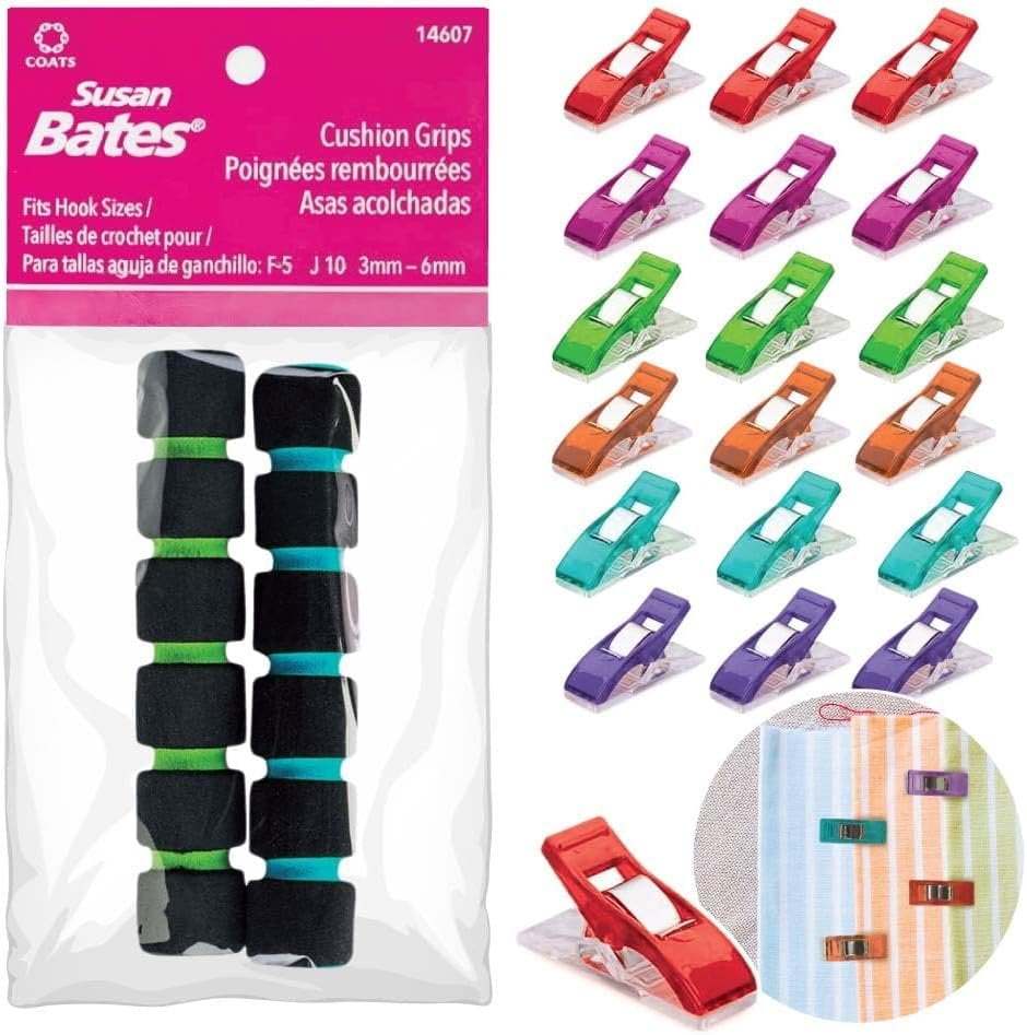 Susan Bates Cushion Crochet Hook Grips and Pixiss Fabric Clips 20