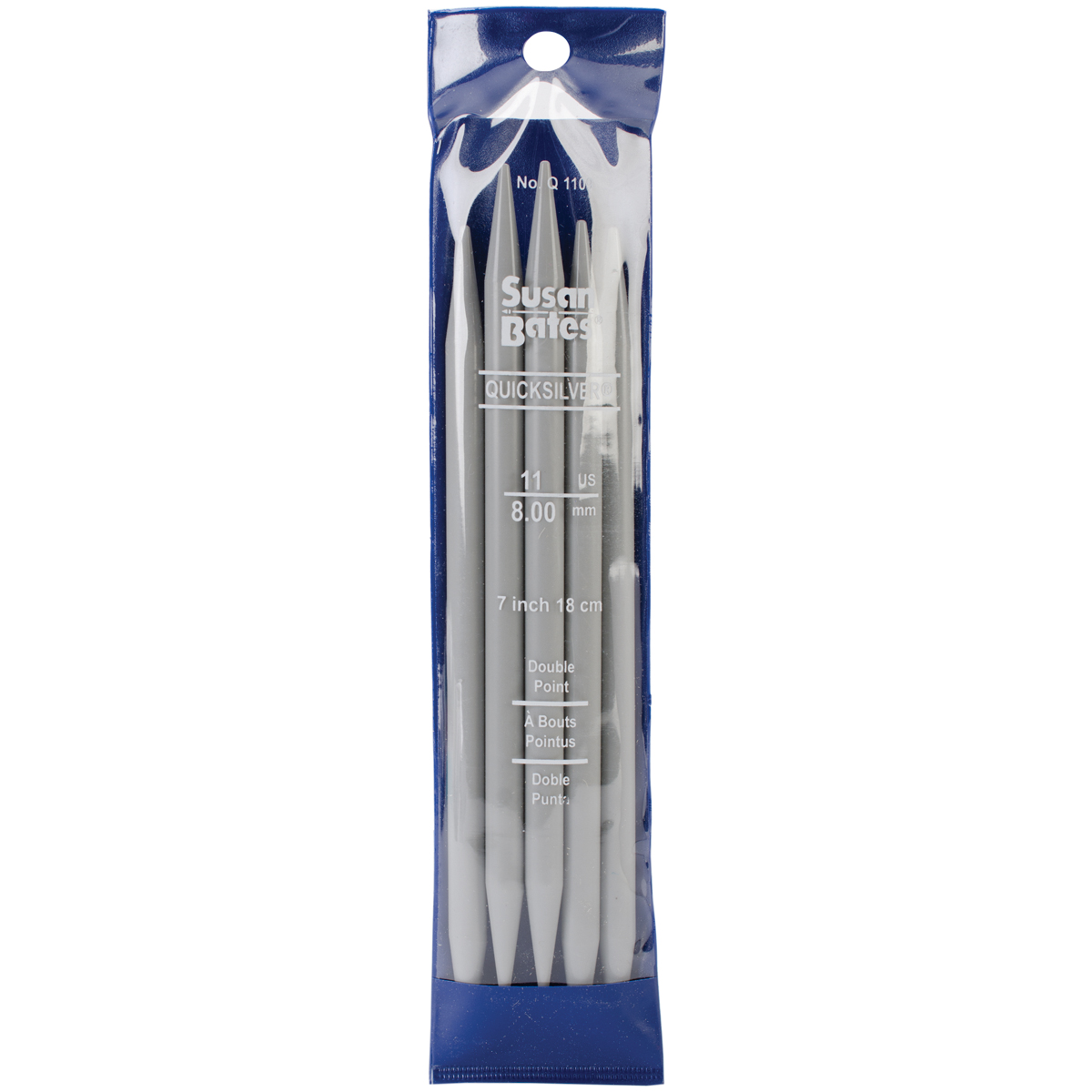 Quicksilver Double Point Knitting Needles 7" 5/PkgSize 11/8mm, Pk 6
