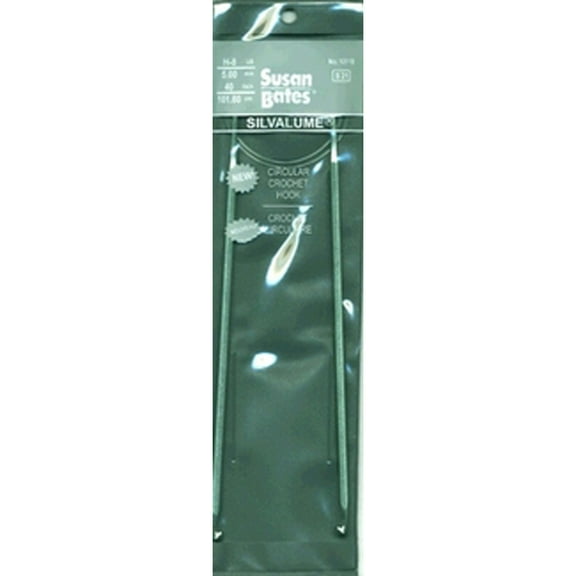 Susan Bates Silvalume Aluminum Circular Crochet Hook 40"-Size H8/5mm