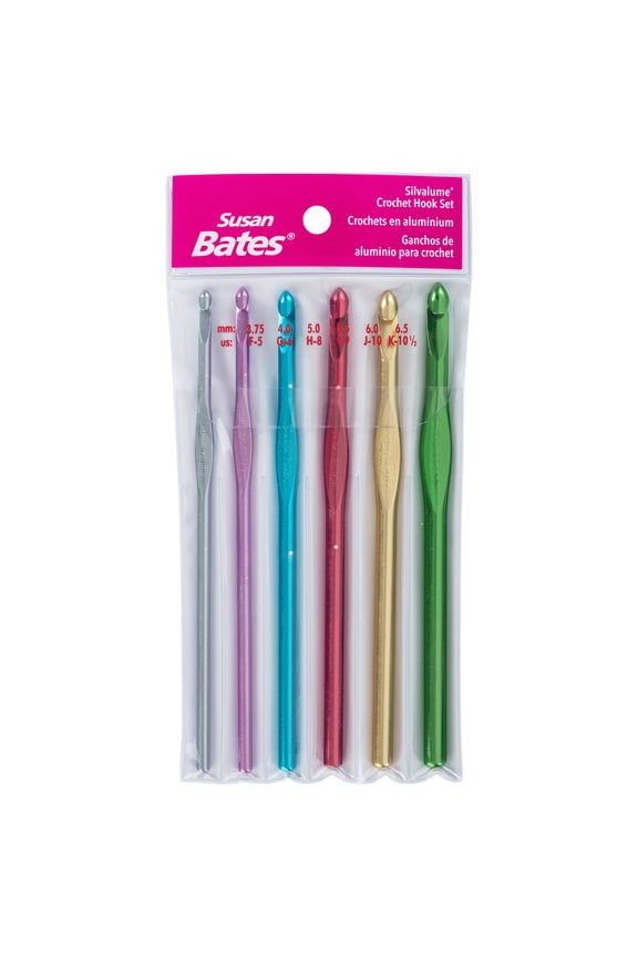 Silvalume Aluminum Crochet Hook Set-Sizes F5 - K10.5