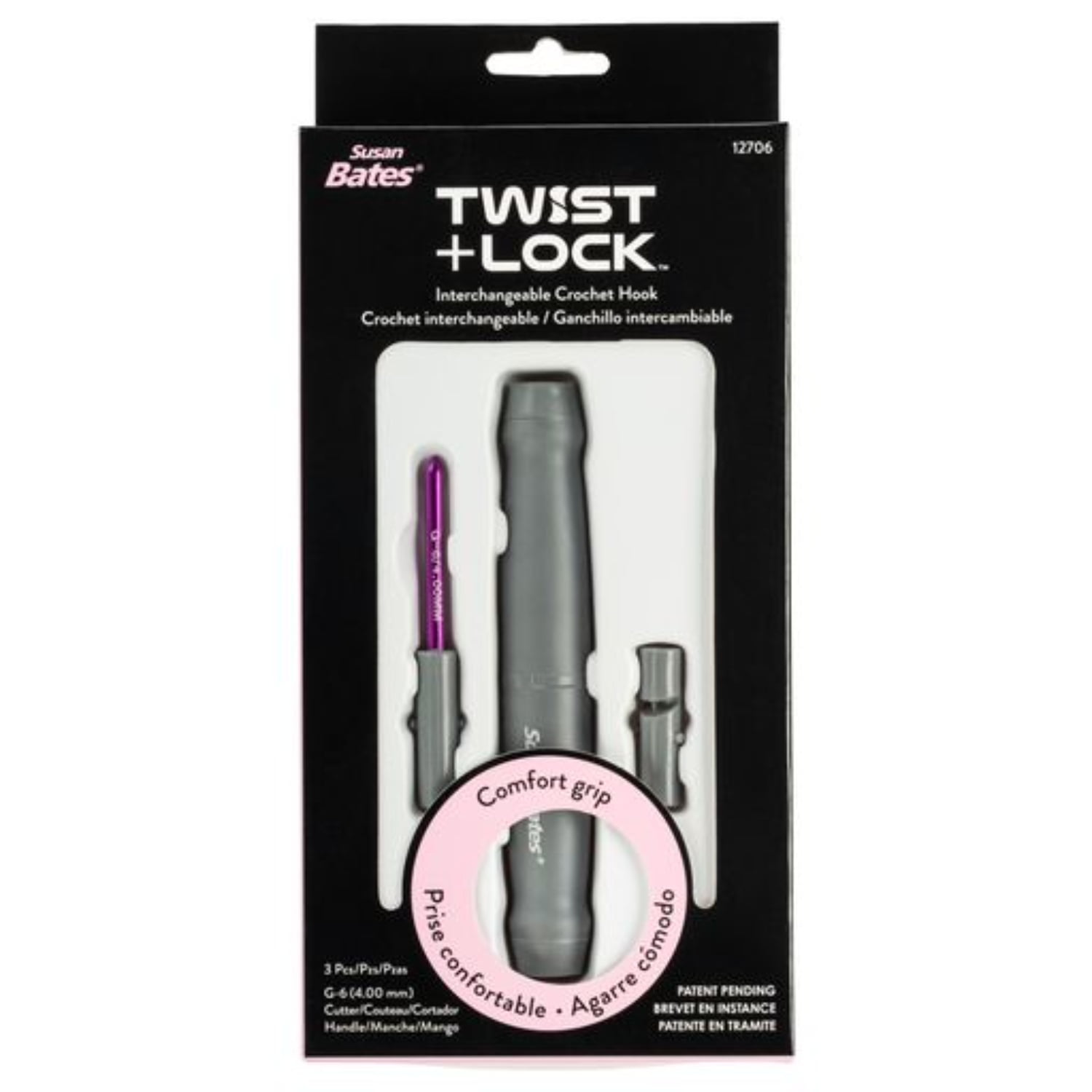 Susan Bates Twist + Lock Intchg Crochet Hook Starter SetSize G6/4mm