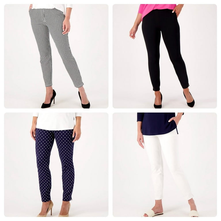 Susan Graver Weekend Women’s Regular Solid & Printed Premium Stretch Slim  Pants