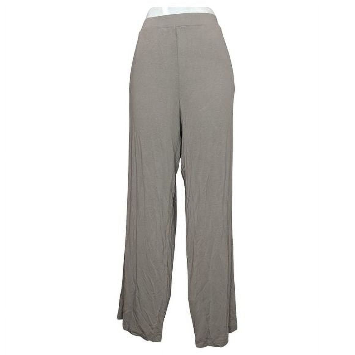 Susan Graver Women’s Regular Lifestyle Spa Knit Wide Leg Pants- Grey  