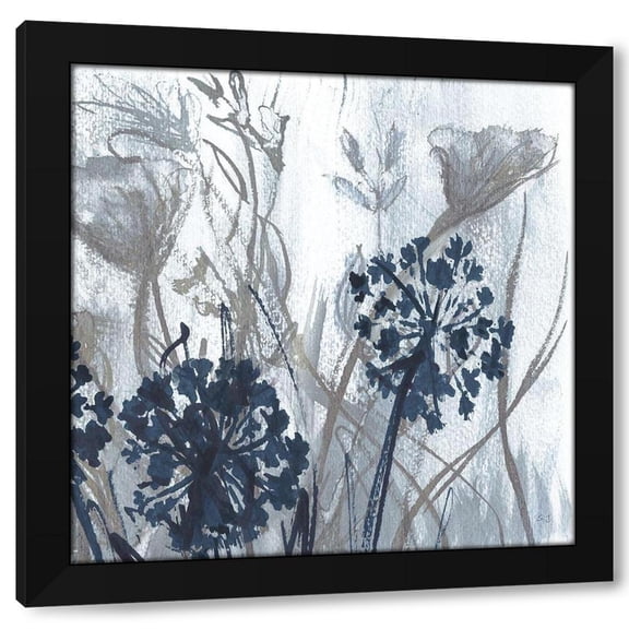 Susan Jill 12x12 Black Modern Wood Framed Wall Art Titled - Indigo Field II