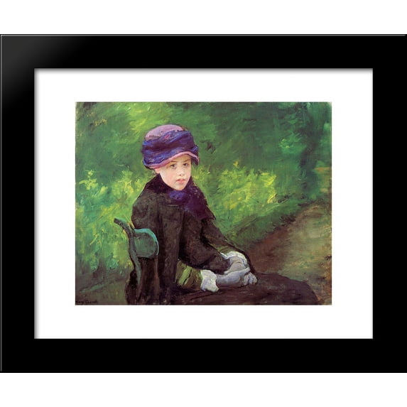 Susan Seated Outdoors Wearing a Purple Hat 20x24 Framed Art Print by Mary Cassatt