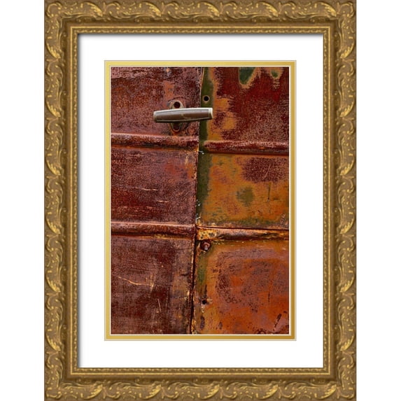 Susan Vizvary Photography 13x18 Gold Ornate Wood Framed with Double Matting Museum Art Print Titled - Vintage Rusted Car Door with Handle