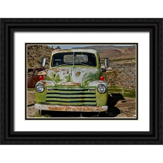Susan Vizvary Photography 18x13 Black Ornate Wood Framed with Double Matting Museum Art Print Titled - Vintage Green Chevorlet Route66