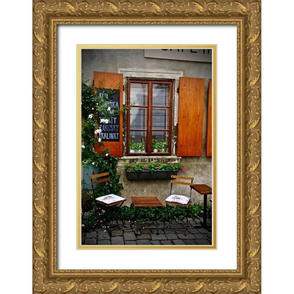 Susan Vizvary Photography 23x32 Gold Ornate Wood Framed with Double Matting Museum Art Print Titled - Table for Two with Chairs