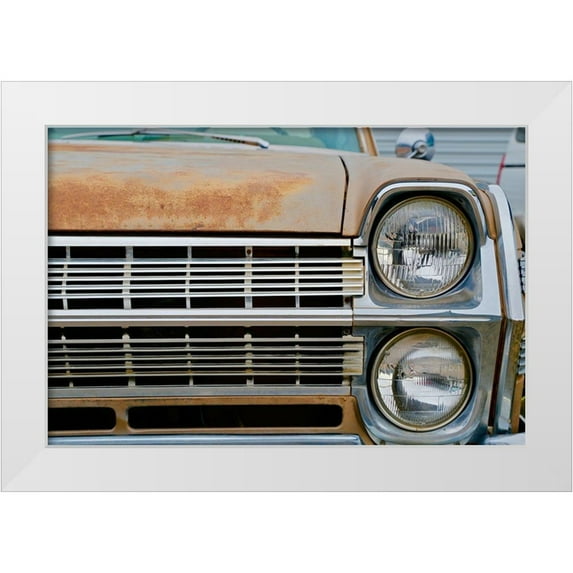 Susan Vizvary Photography 32x23 White Modern Wood Framed Museum Art Print Titled - Vintage Ambassador Front Grill