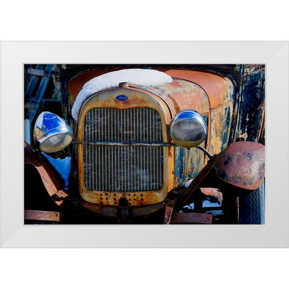 Susan Vizvary Photography 32x23 White Modern Wood Framed Museum Art Print Titled - Vintage Snowy Model T 2