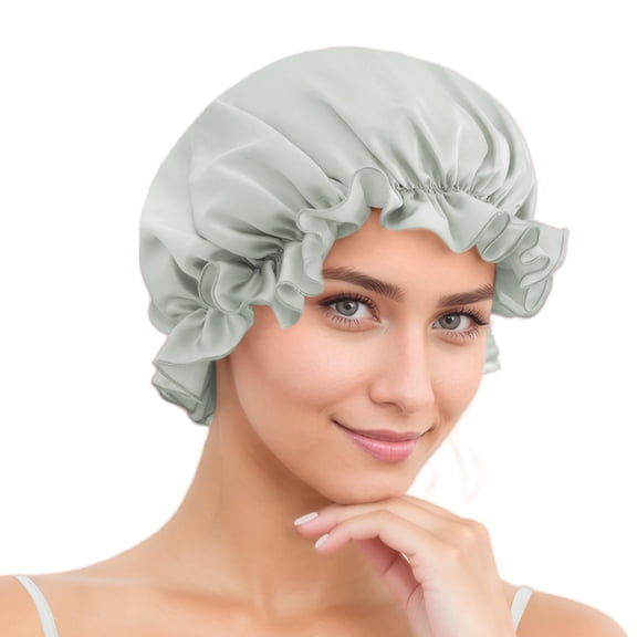 SusanSilk 19 Momme Premium Mulberry Silk Bonnet Cap with Garnet Flower Design