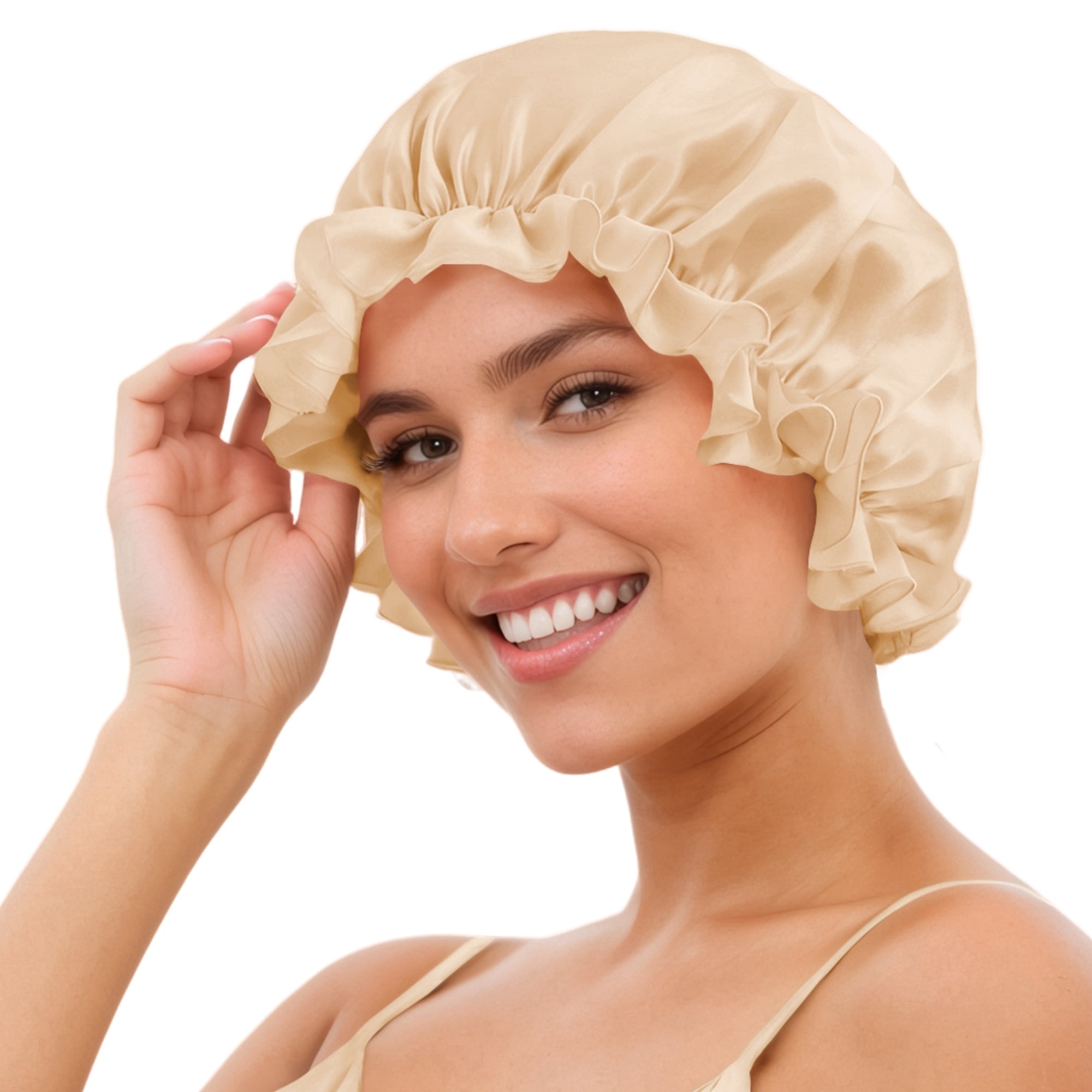 SusanSilk Premium Mulberry Silk Shower Cap with Breathable Hair Protection, Adjustable Elastic