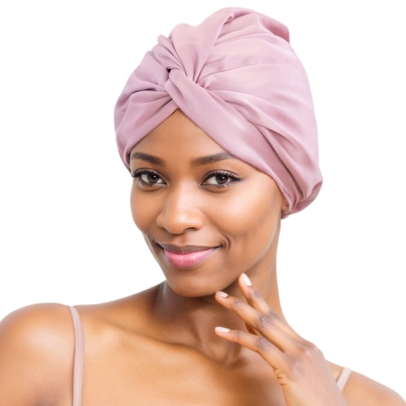 SusanSilk Premium Double-Layered Mulberry Silk Bonnet Cap, 19 Momme, Twist Flower Design