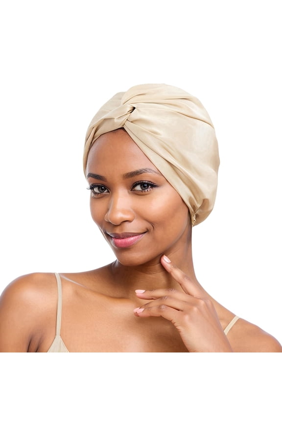 Premium Double-Layered Mulberry Silk Bonnet Cap with Twist Flower Design