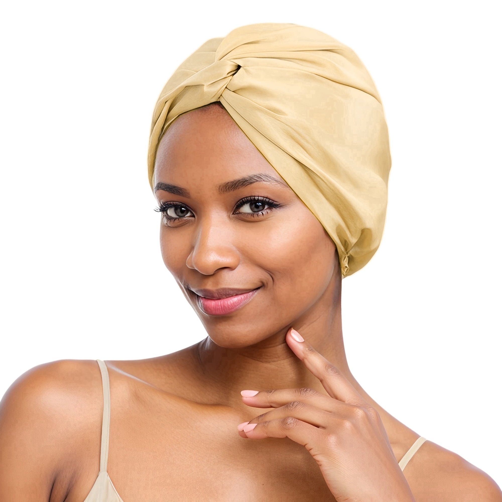 SusanSilk Premium Double-Layered Mulberry Silk Bonnet Cap with Twist Flower Design