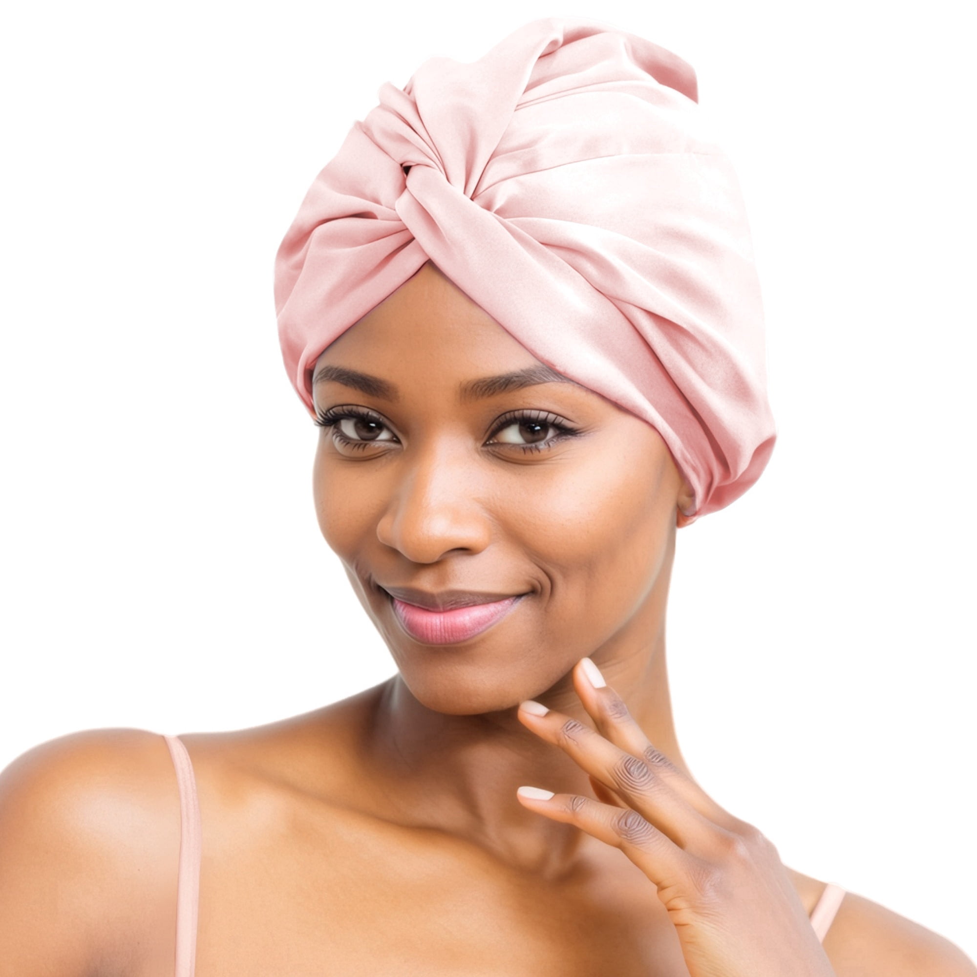 SusanSilk Premium Double-Layered Mulberry Silk Bonnet Cap with Twist Flower Design