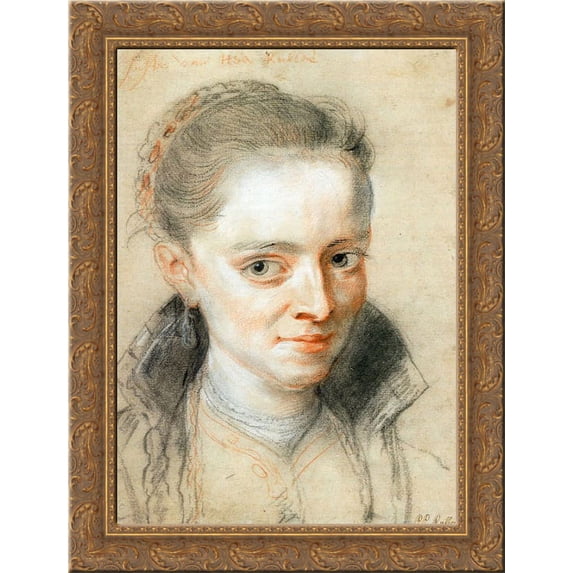 Susanna Fourment 24x18 Gold Ornate Wood Framed Canvas Art by Peter Paul Rubens