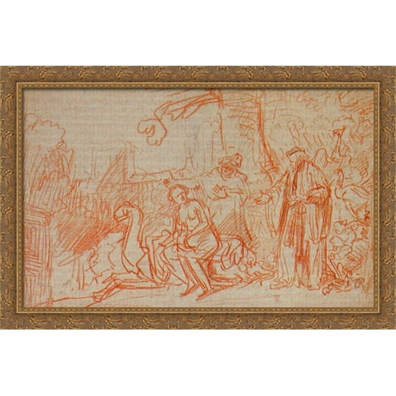 Susanna und die beiden Alten 40x28 Large Gold Ornate Wood Framed Canvas Art by Rembrandt
