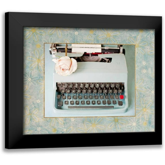Susannah Tucker Photography 24x20 Black Modern Framed Museum Art Print Titled - Back In Time Blue Typewriter_border