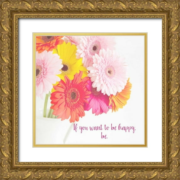 Susannah Tucker Photography 26x26 Gold Ornate Wood Framed with Double Matting Museum Art Print Titled - Be Happy