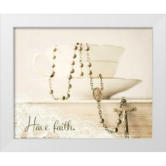 Susannah Tucker Photography 32x26 White Modern Wood Framed Museum Art Print Titled - Pretty Teacup Have Faith