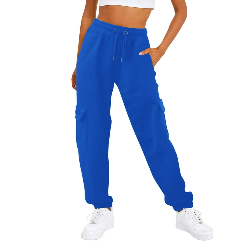 Susanny Athletic Works Cinched Sweatpants Pockets Straight Leg High Waisted  Drawstring Sweat Pants for Women Clearance for Winter Athletic Fall Baggy