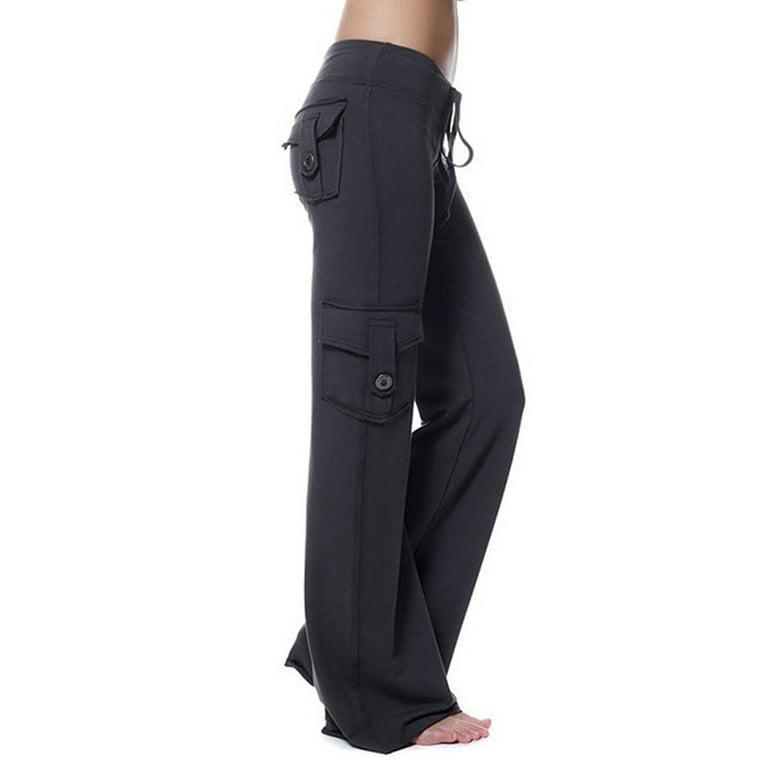 Susanny Baggy Sweatpants for Women with Pockets Wide Leg Straight Leg  Drawstring High Waisted Sweatpants Set Tall Flare Cargo Jogger Pants Long  Clearance Pants Black 4XL 