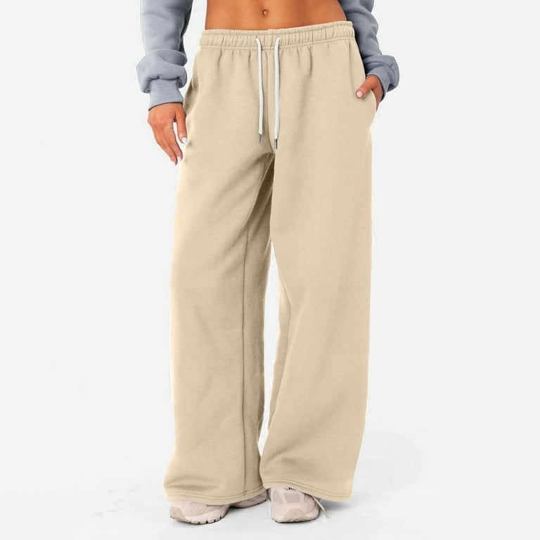 Susanny Low Rise Sweatpants Womens Wide Leg with Pockets Elastic Waist Drawstring High Waisted Girls High Waisted Sweatpants Petite Athletic Jogger