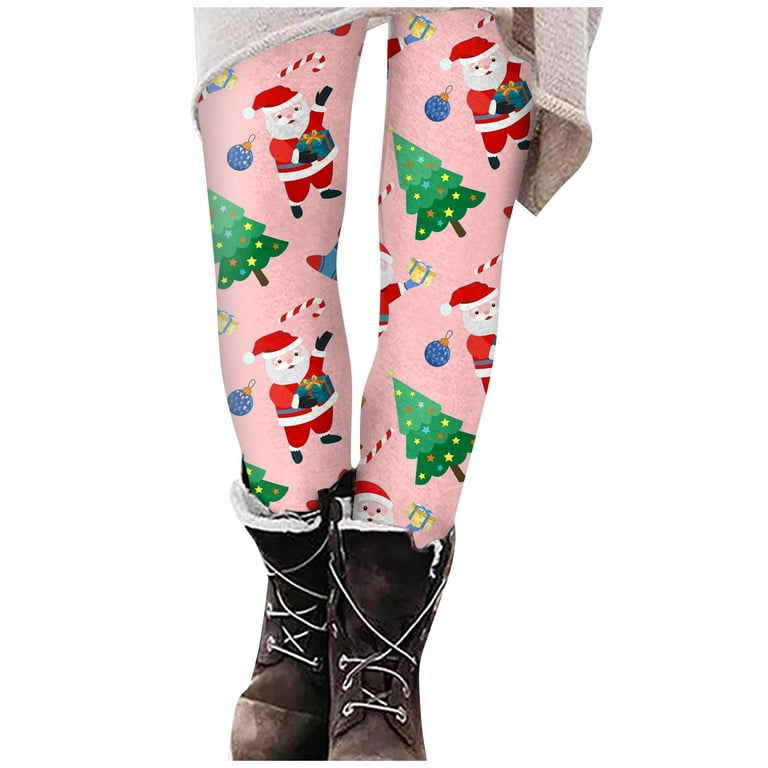 Susanny Christmas Leggings Plus Size Tree Tummy Control Workout High  Waisted Tummy Control Pants Funny Holiday Clearance Tight High Waisted  Leggings Plus Size Pink M 