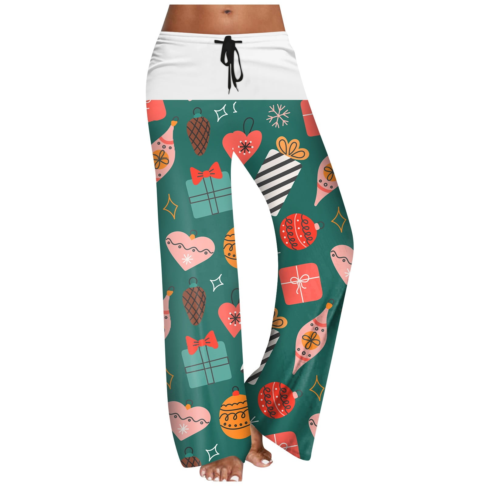 Susanny Christmas Pajama Pants Women Print High Waisted Funny Plus Size