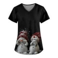 thumbnail image 1 of Susanny Christmas Plus Size Scrubs Women Xmas Snowman Printed Short Sleeve V Neck Petite Scrub Tops for Women Nursing with Pockets Uniforms Clearance Nurses Holiday Scrub Top Black 4XL, 1 of 3