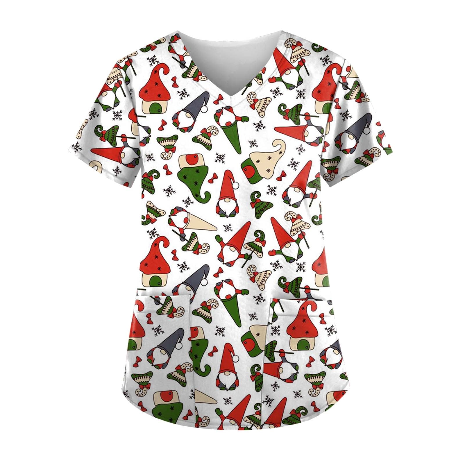 Susanny Christmas Womens Maternity Scrubs Xmas Snowman Printed Nursing ...