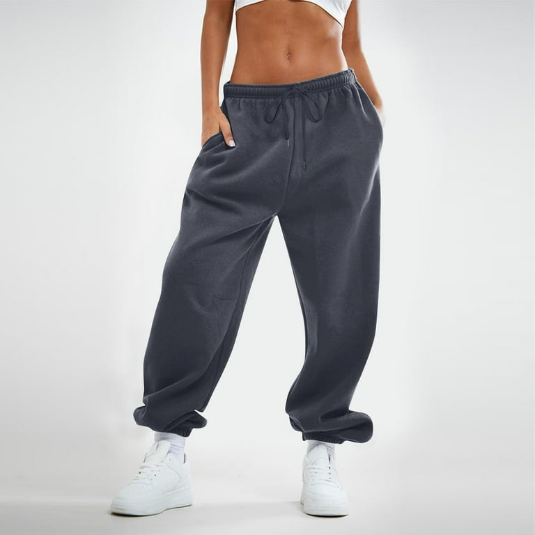 Susanny Cotton Sweatpants Women Pocket Cinch Bottom Drawstring with Pockets Straight Leg High Waisted Elastic Waist Sweat Pants Running Athletic
