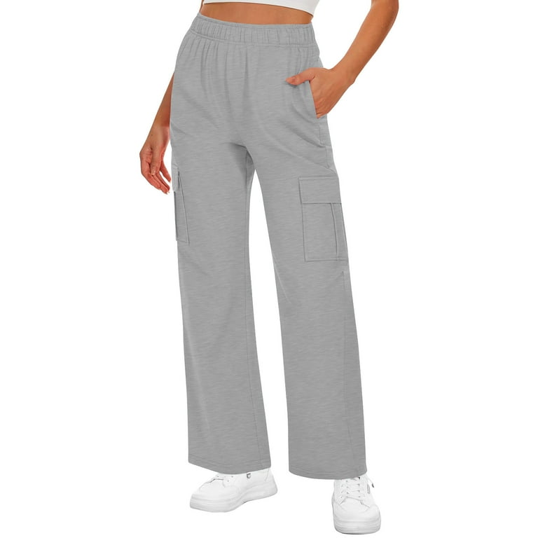Susanny Cotton Sweatpants Women Pocket Fleece Straight Leg Sweat Pants Drawstring with Pockets Athletic Tall Trendy Baggy Pants Comfy Fall Long Jogger Pants Gray L Walmart