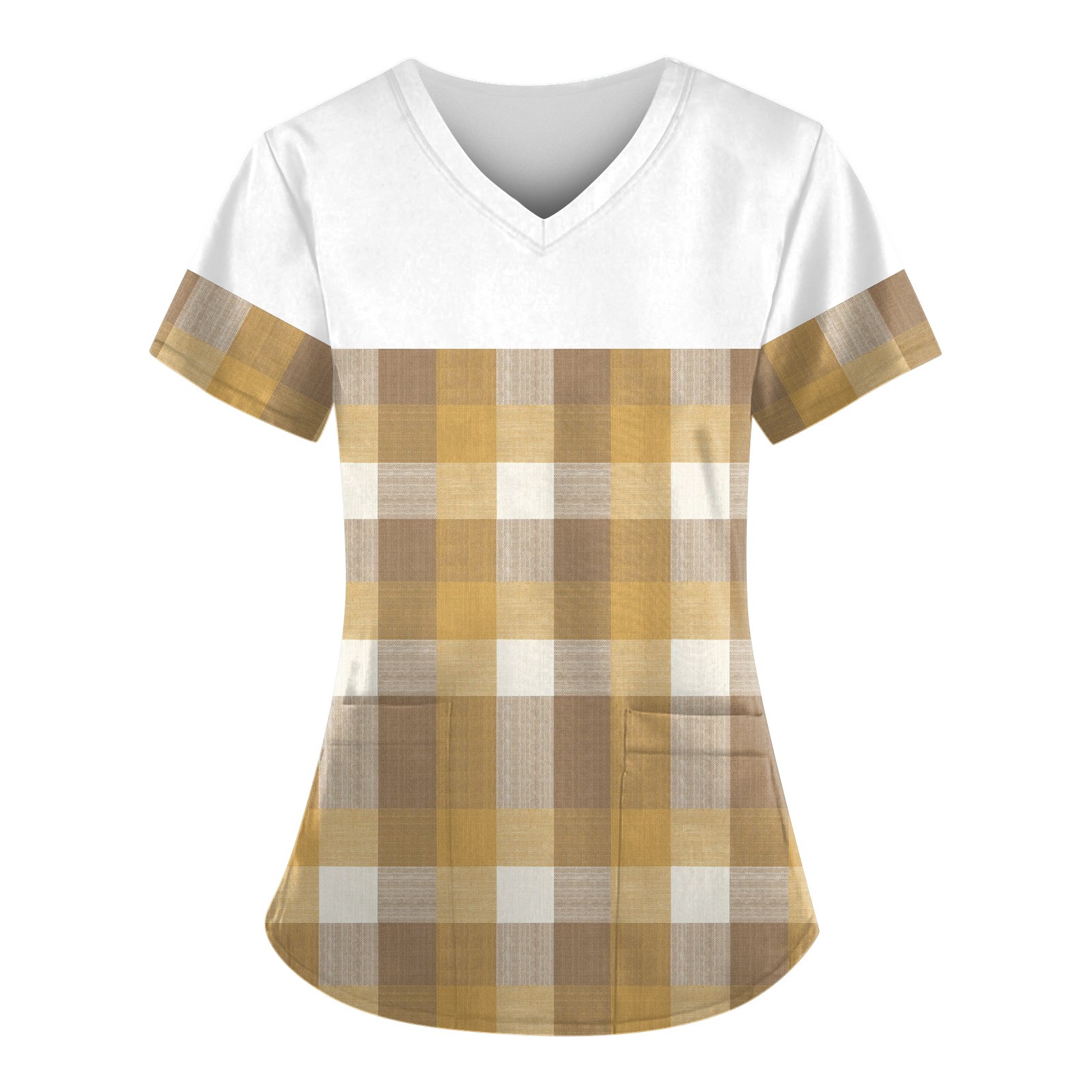 Susanny Fitted Scrubs For Women Striped Print Short Sleeve Graphic