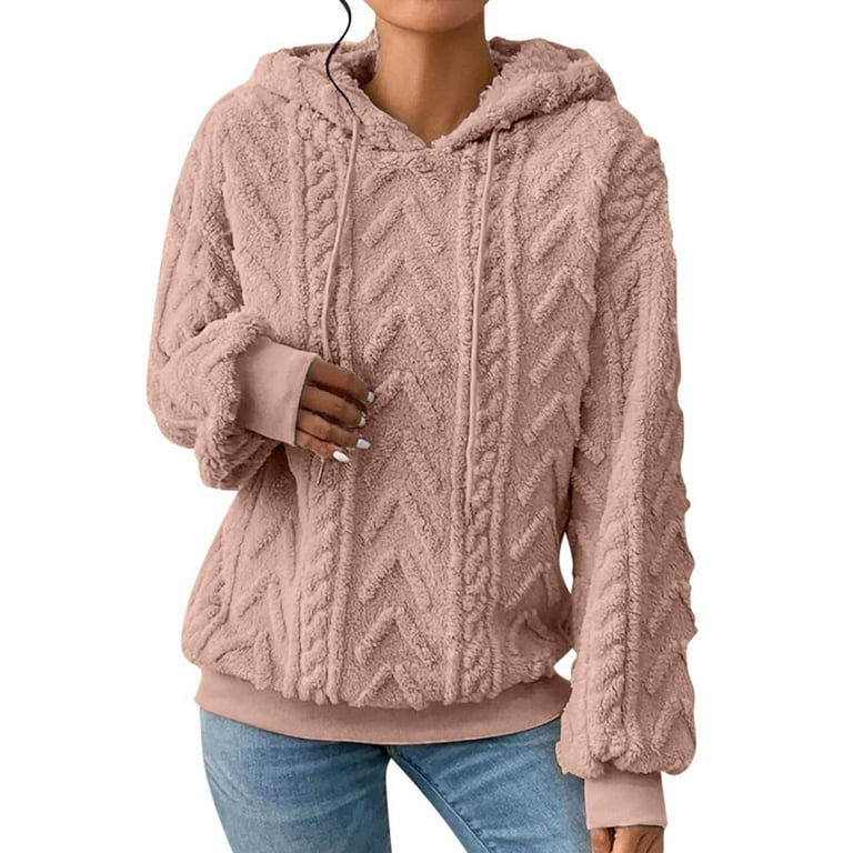 Susanny Hoodies Women Long Sleeve Camel Fashion Oversize Sweatshirt Women Ladies Drawstring Hooded Fuzzy Fleece Sweater Sherpa Petite Loose Fit
