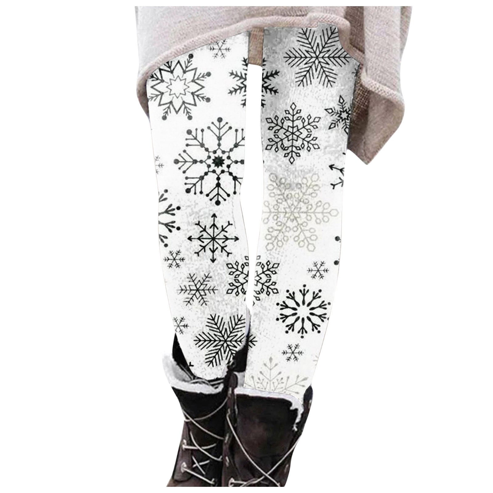 Susanny Ladies Christmas Leggings Holiday Workout Snowflake Tummy