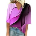 thumbnail image 1 of Susanny Womens Plus Size Blouses Clearance Half Sleeve Elbow 3/4 Length Sleeve Women's T-Shirts V Neck Graphic Women's Summer Shirts and Blouses Ladies Work Tops Dark Purple S, 1 of 3